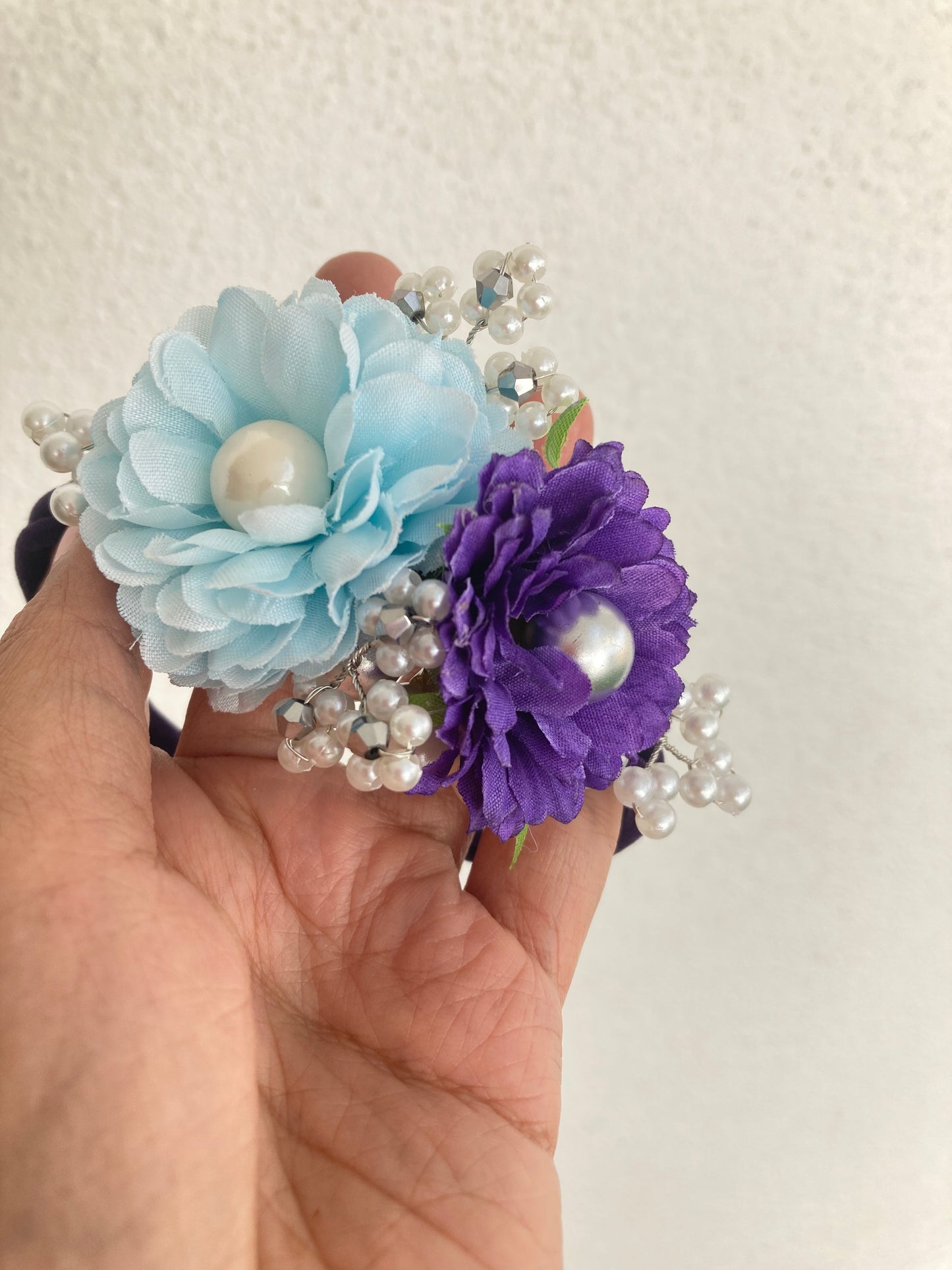 Purple and blue floral baby headband