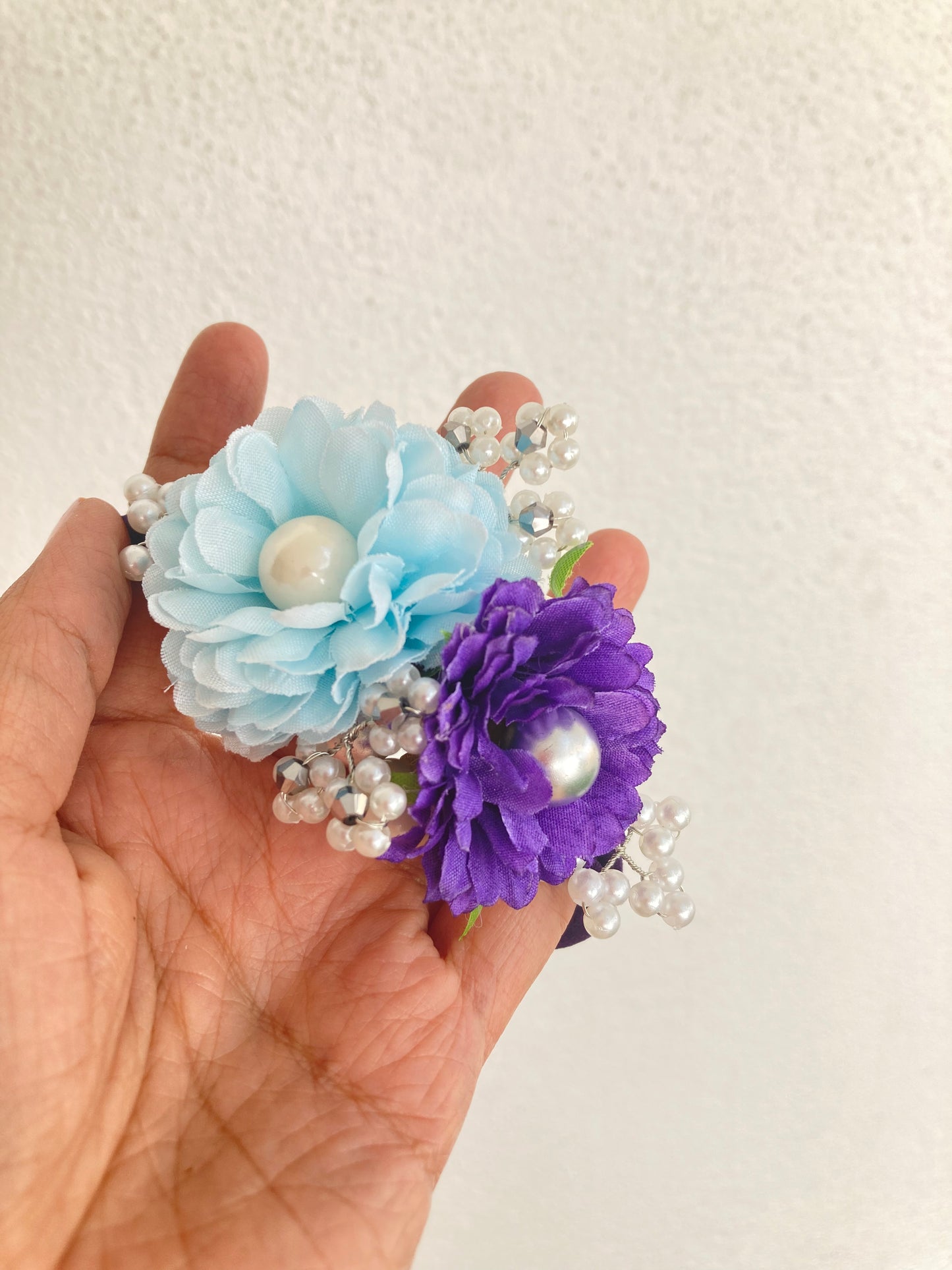 Purple and blue floral baby headband
