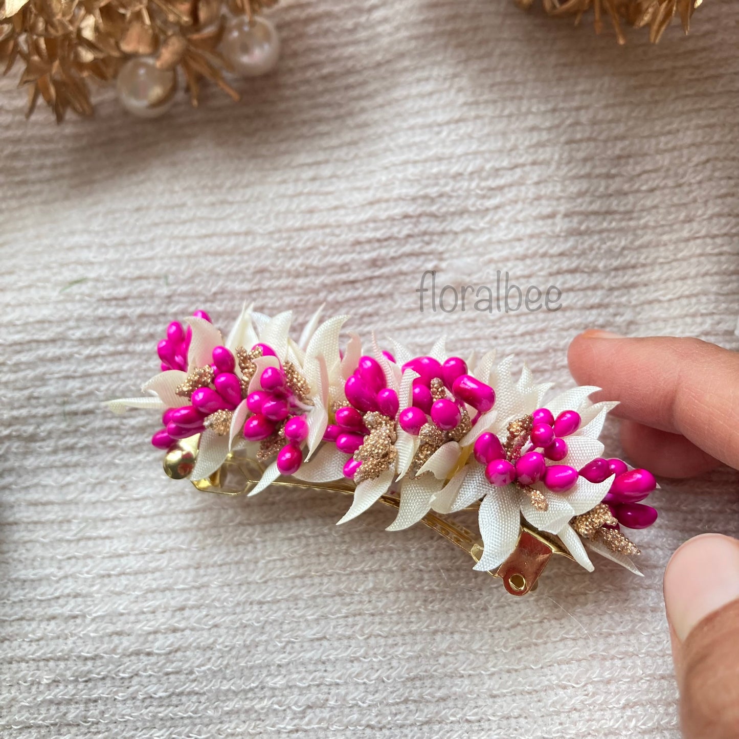 Pink barrette clip