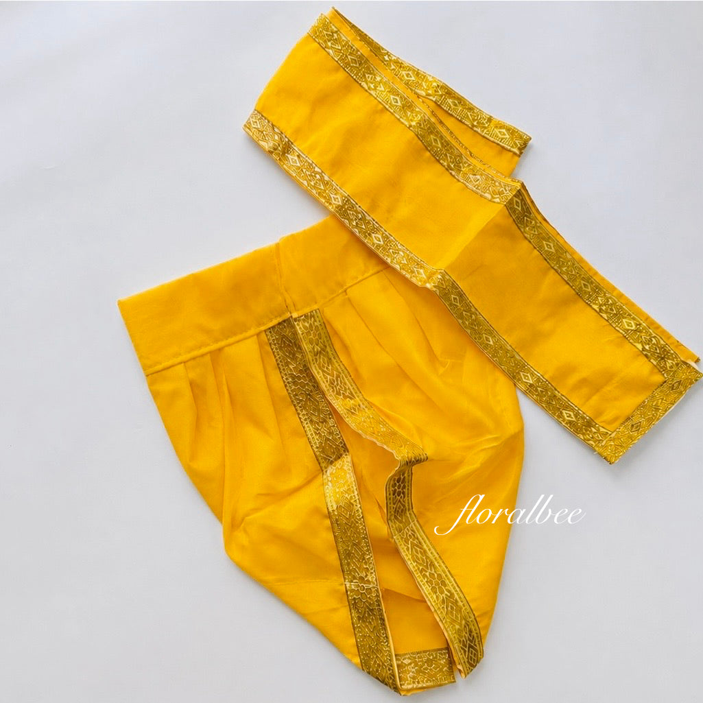 Baby Krishna yellow 2 piece Dhoti set- (newborn to 24 months) - Janmashtami special