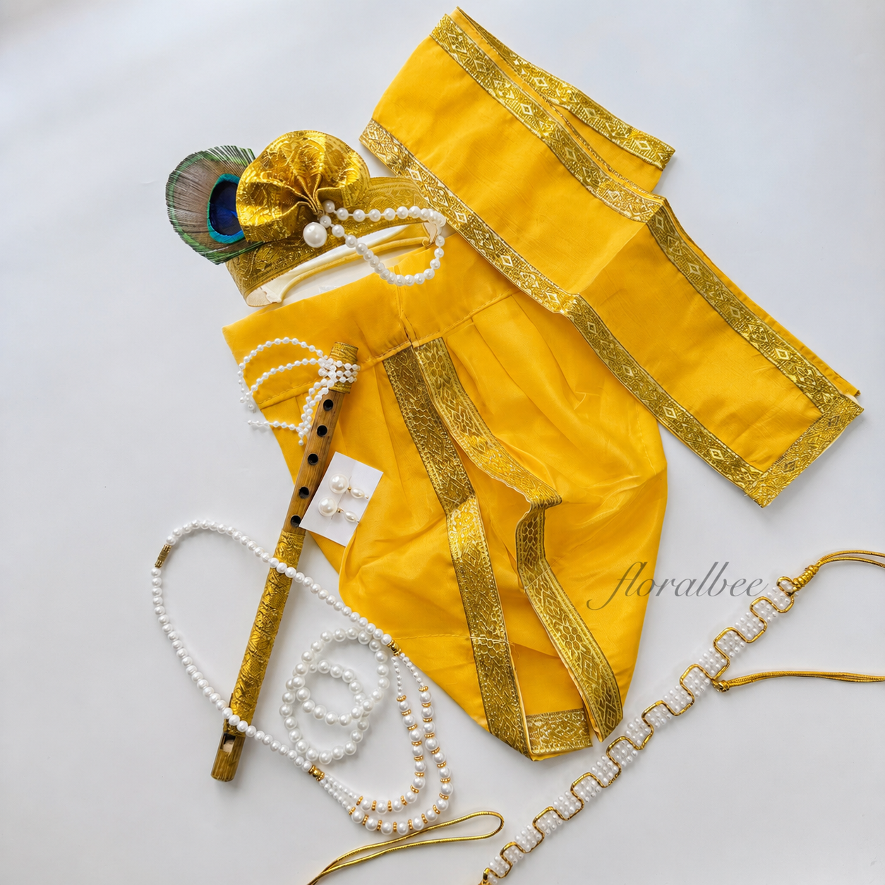 Baby Krishna Yellow and Golden full set (newborn to 24 months) - Janmashtami special
