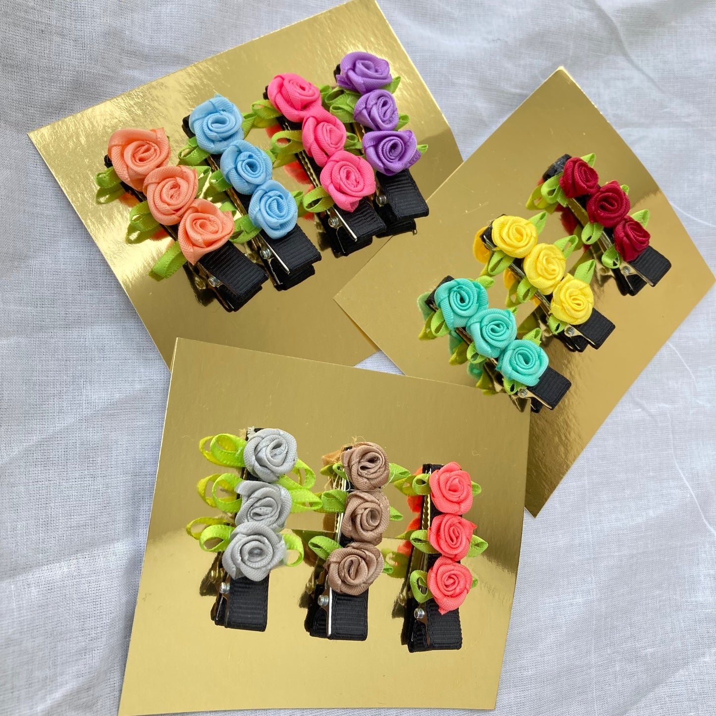 Mini roses combo of 10 alligator clips