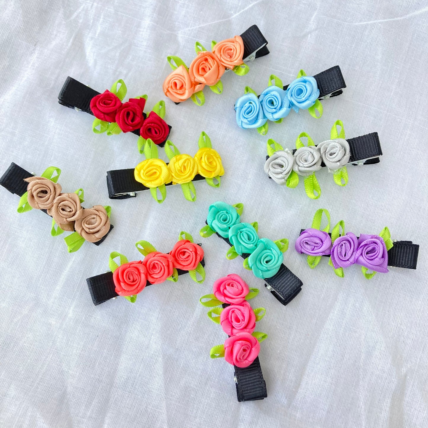 Mini roses combo of 10 alligator clips