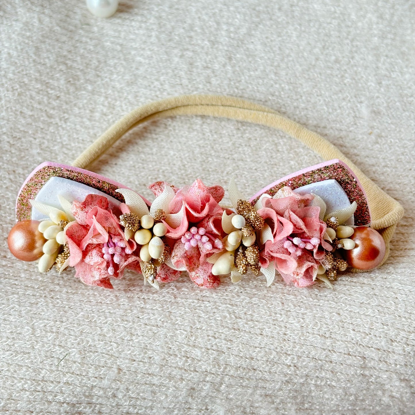 Fox ears baby headband - Pinky