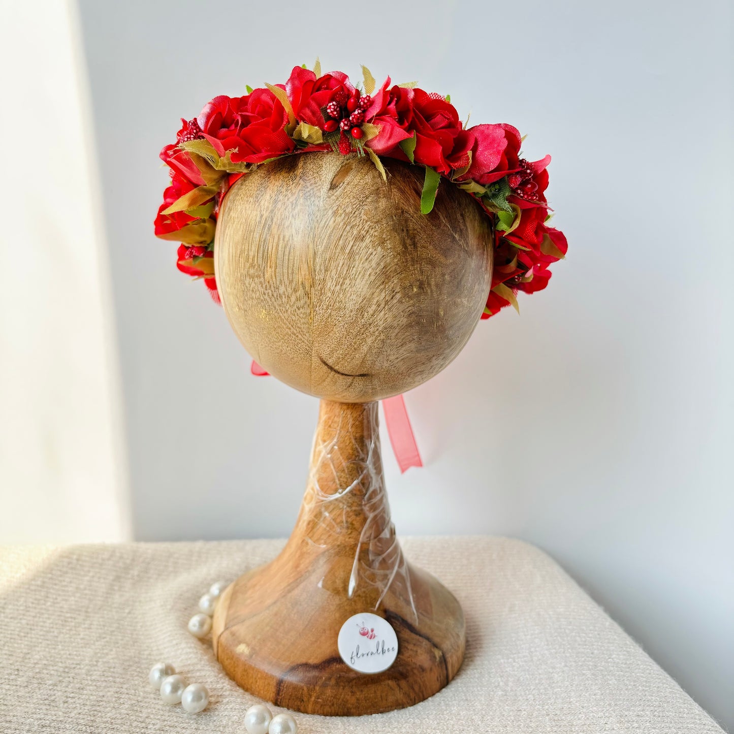 Kids floral tiara: Valentine Edit: Red roses