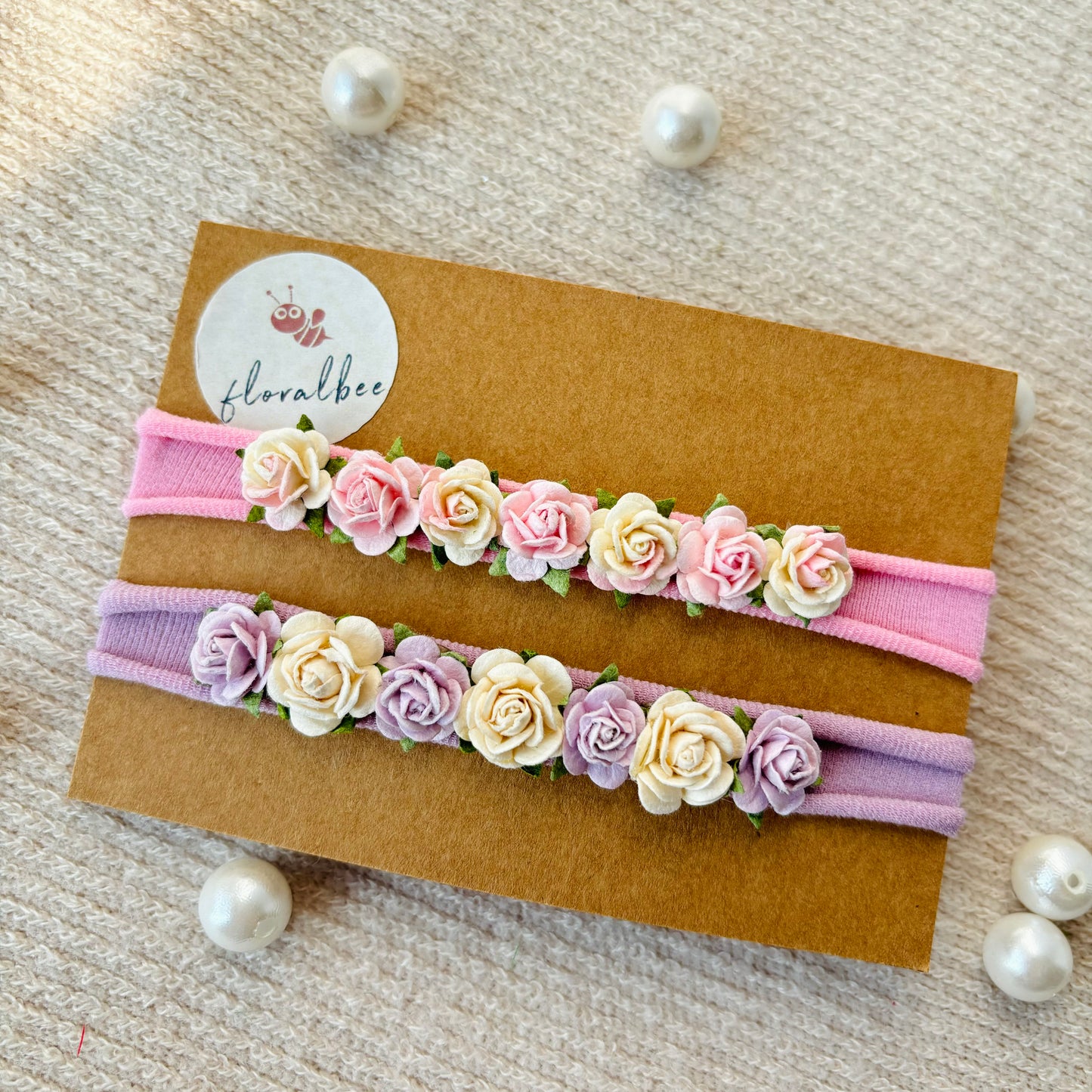 Mini roses baby headband combo of 2