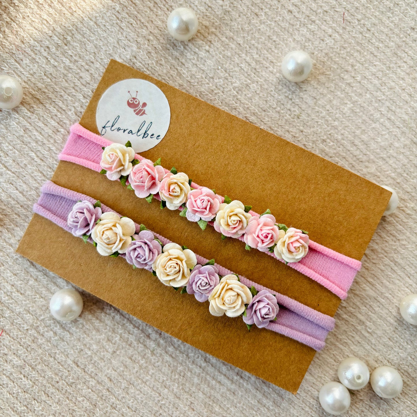 Mini roses baby headband combo of 2