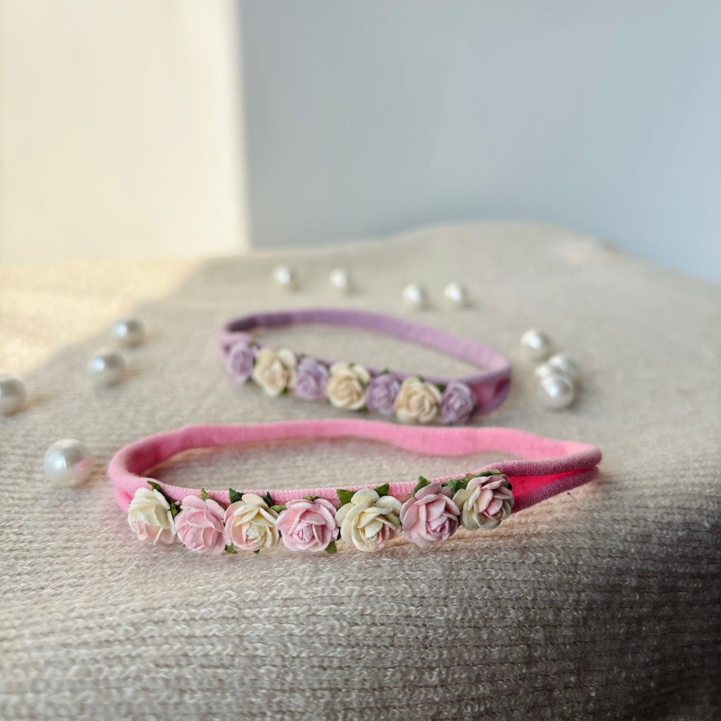 Mini roses baby headband combo of 2
