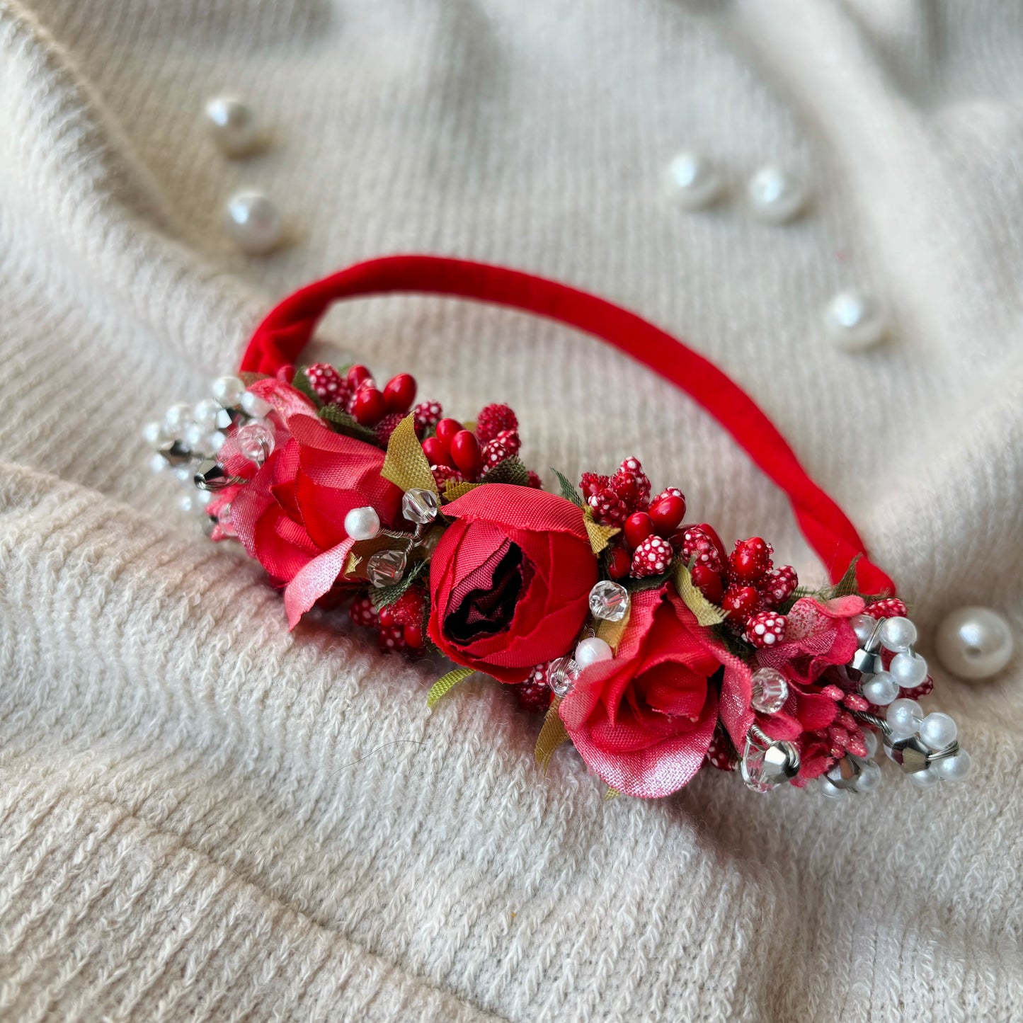 Floralbee exclusive Red floral baby headband