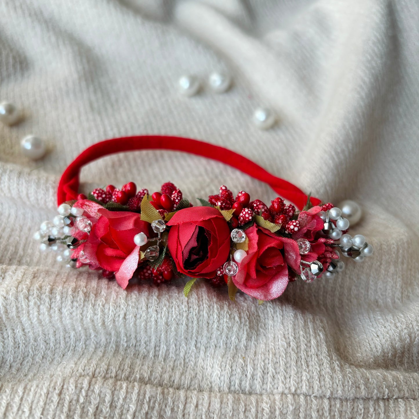 Floralbee exclusive Red floral baby headband