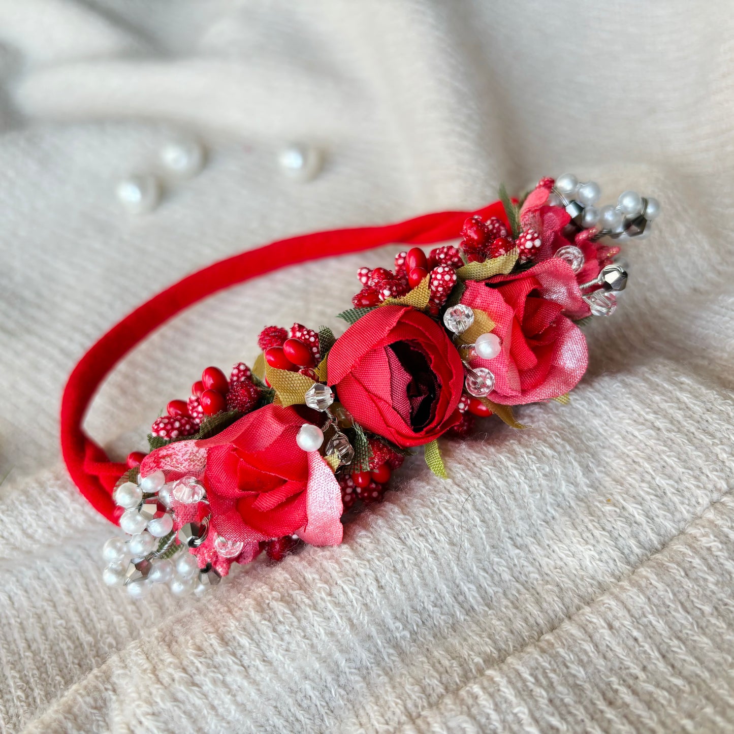 Floralbee exclusive Red floral baby headband