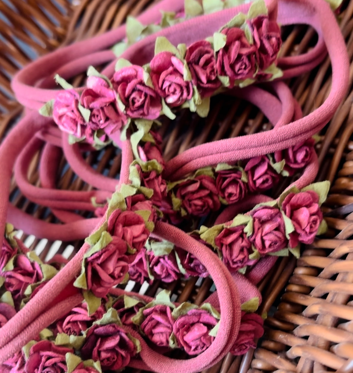 Wine mini roses floral baby headband