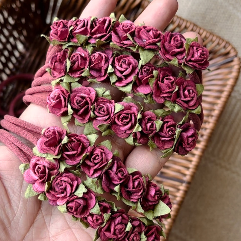 Wine mini roses floral baby headband