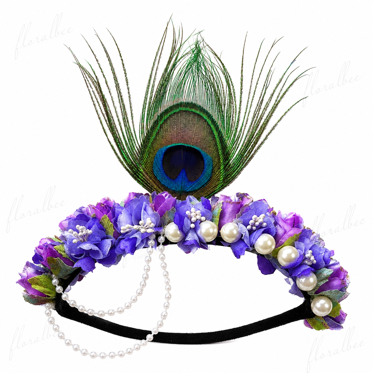 Peacock baby headband 7 (Shades of purple) - Janmashtami special