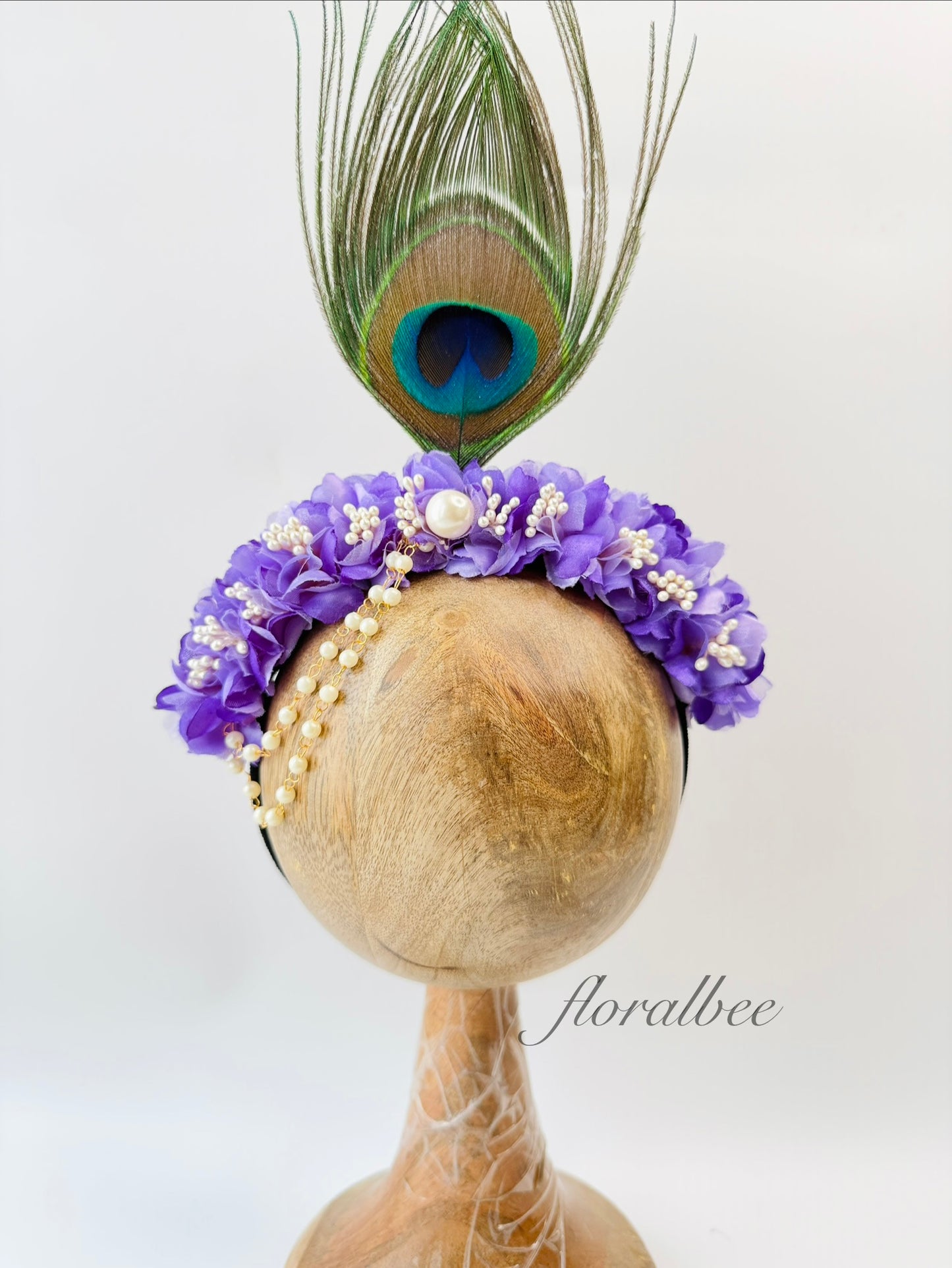Peacock baby headband 14 (Purple magic) - Janmashtami special