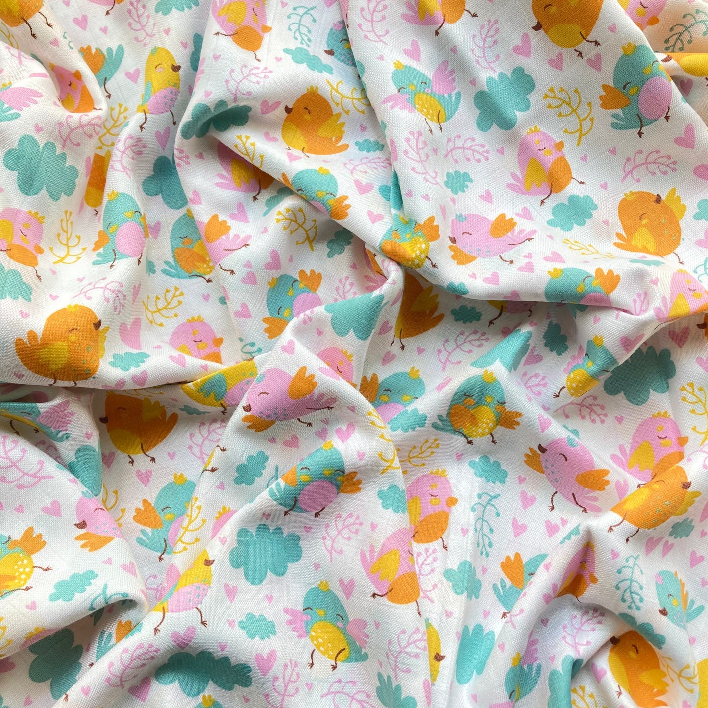 Bamboo Swaddle: Birds heart 120x120 cm