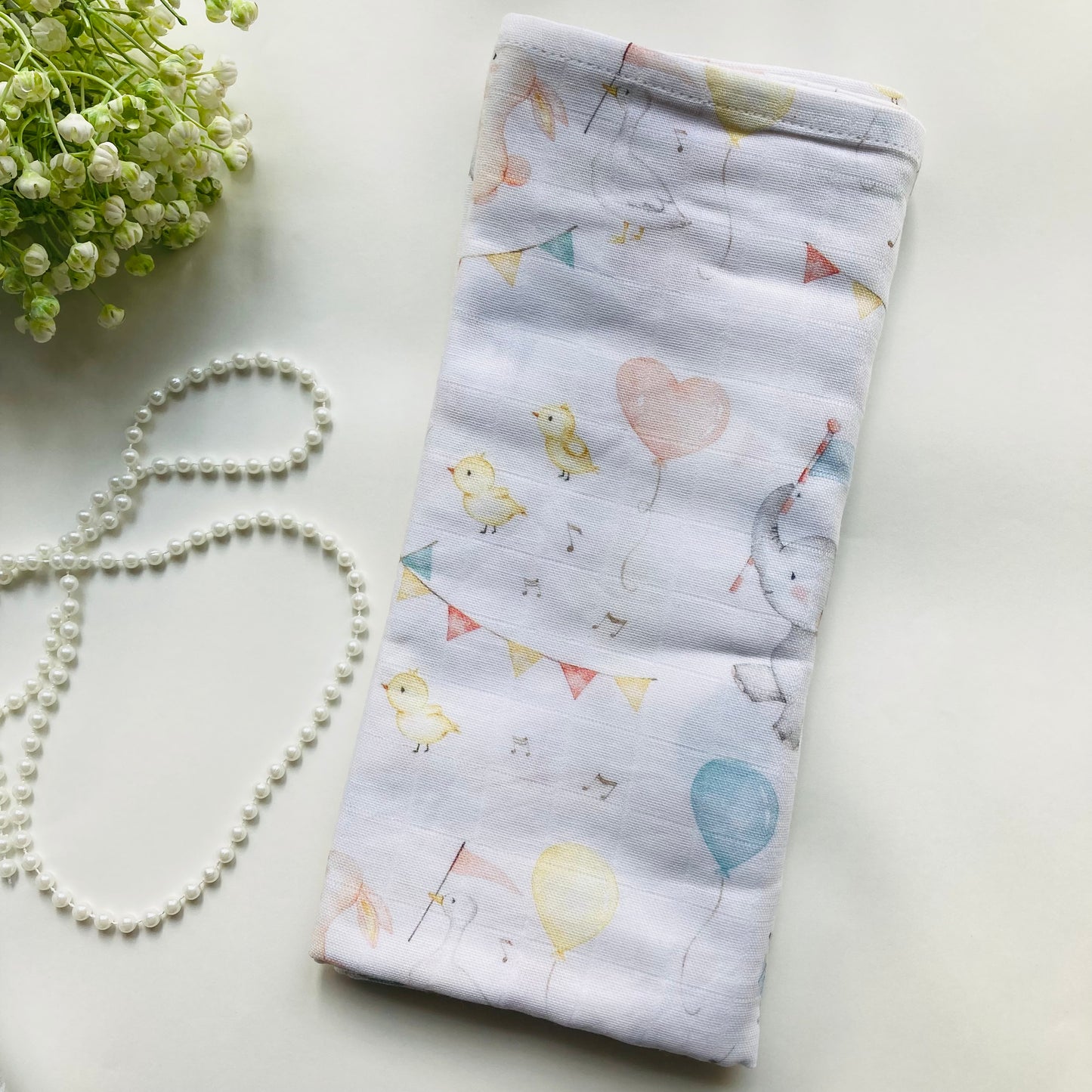 Muslin Swaddle: Animal party 120x120 cm