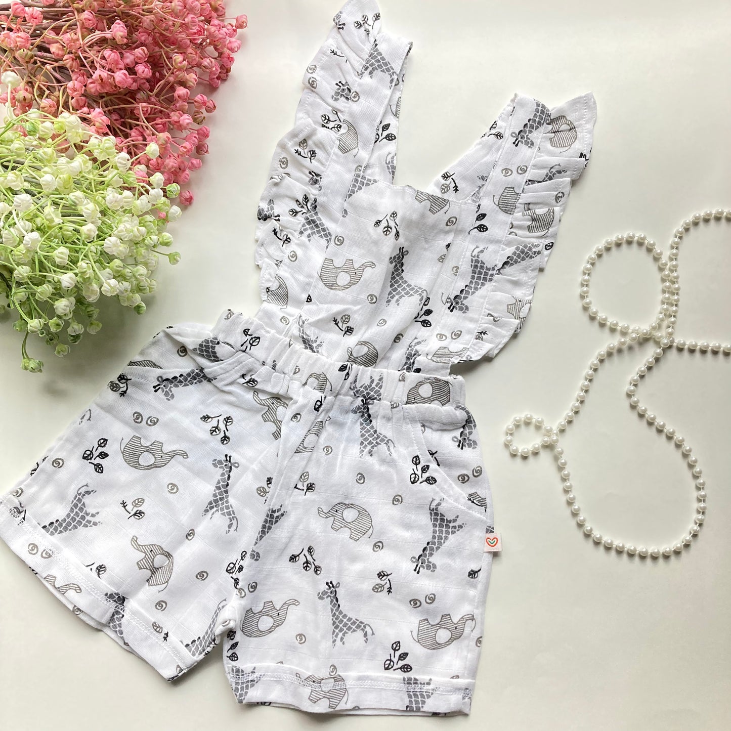 Dungaree Frock: Animals BW