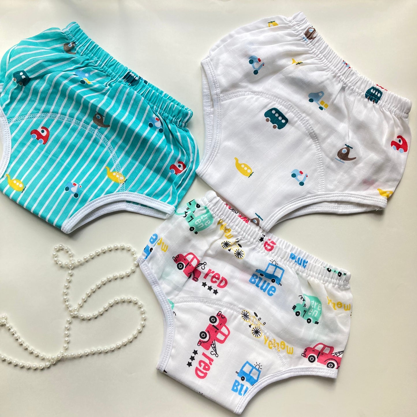 Muslin padded underwear 18-24M: Vehicle blue stripe-Vehicle-Car