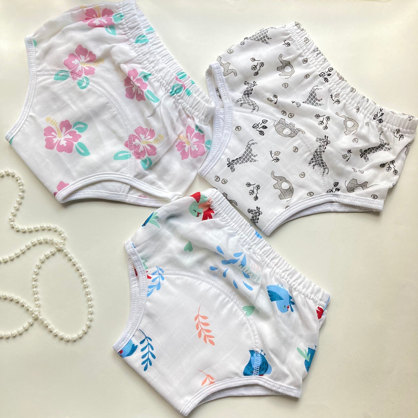 Muslin padded underwear 18-24M: Flower-Animals BW-Birds