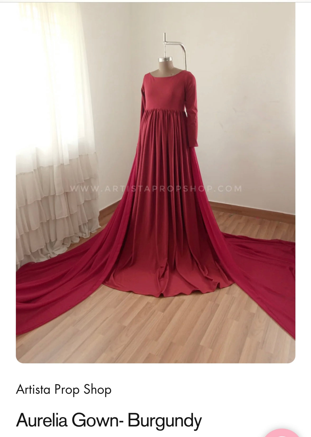 Burgundy maternity gown - preloved (with veil)