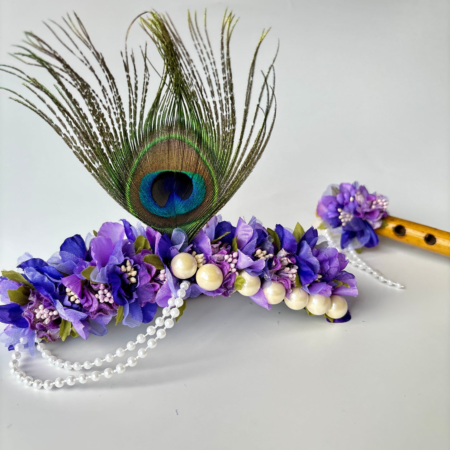Peacock baby headband 7 (Dark purple) - Janmashtami special