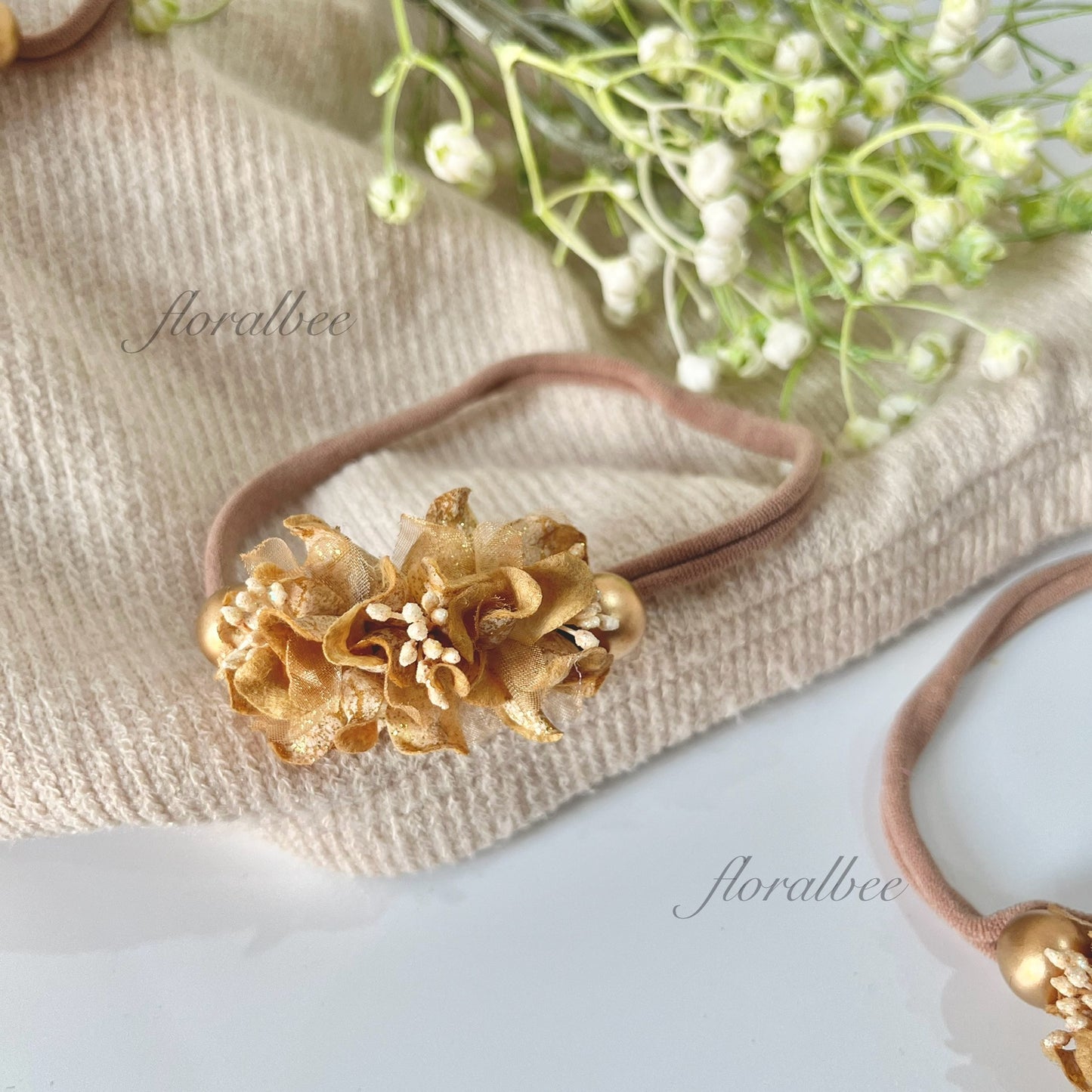 Golden yellow floral baby headband