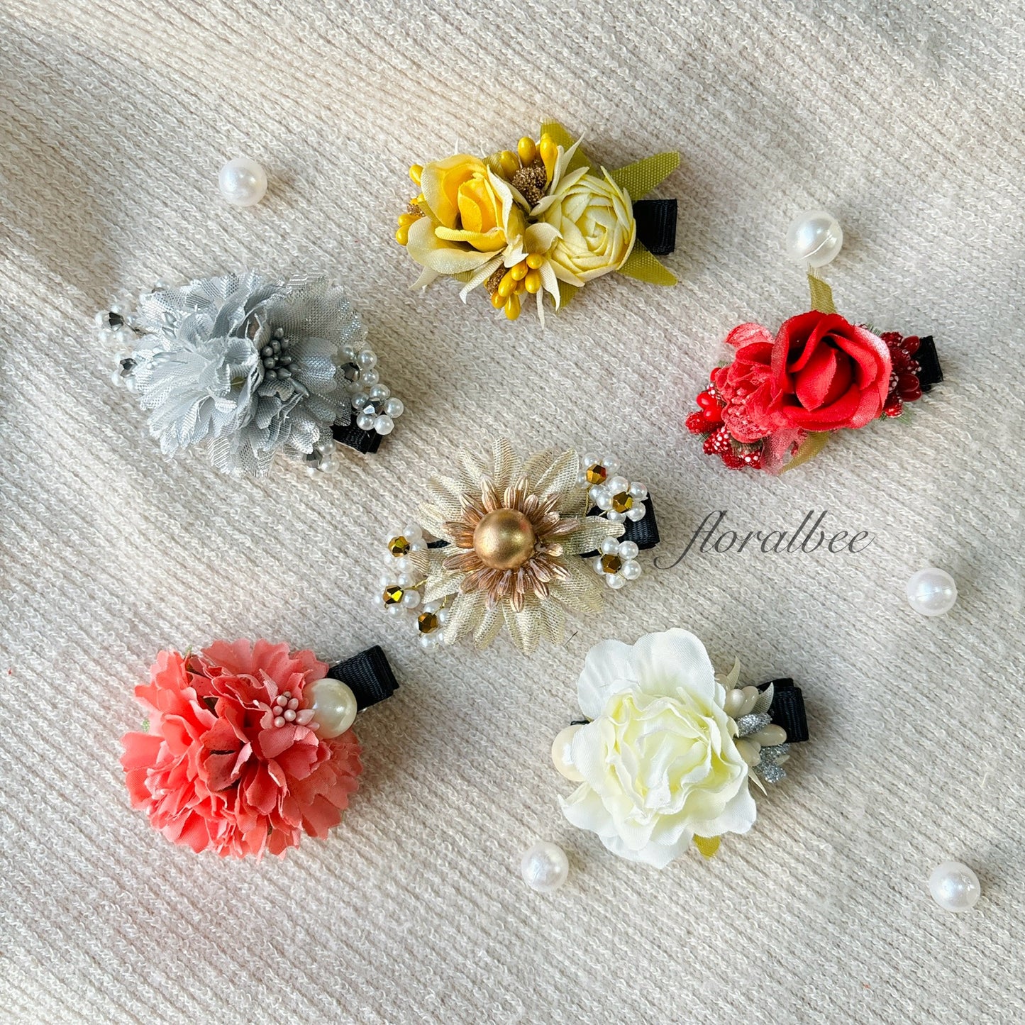 Floral clips combo of 12