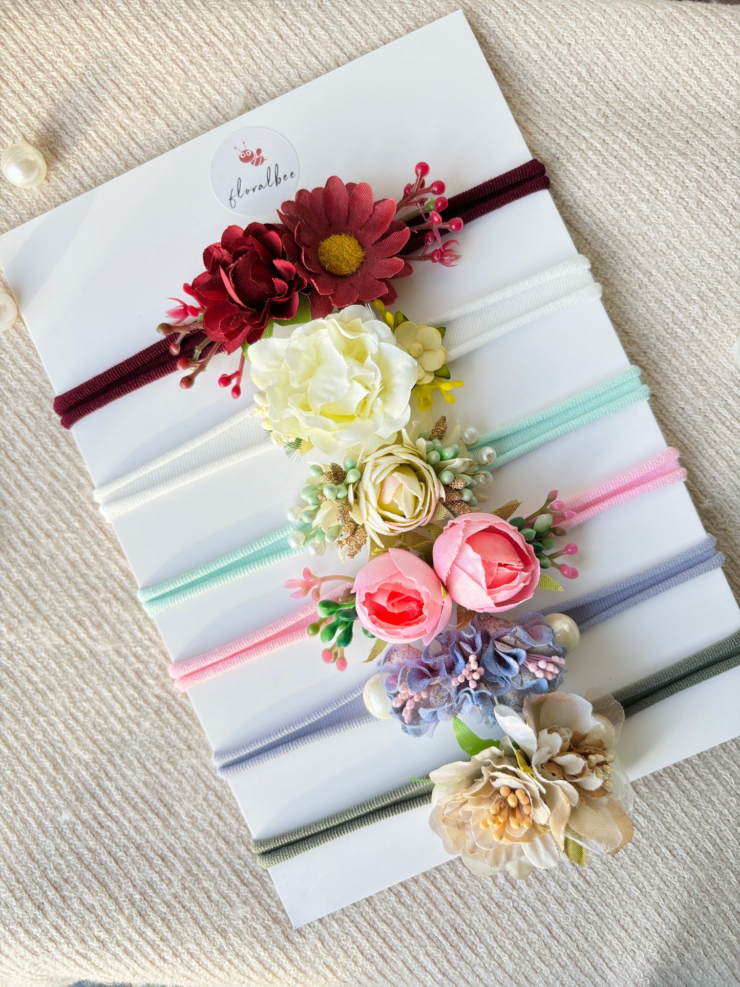 Mia - Floral baby headbands combo of 6