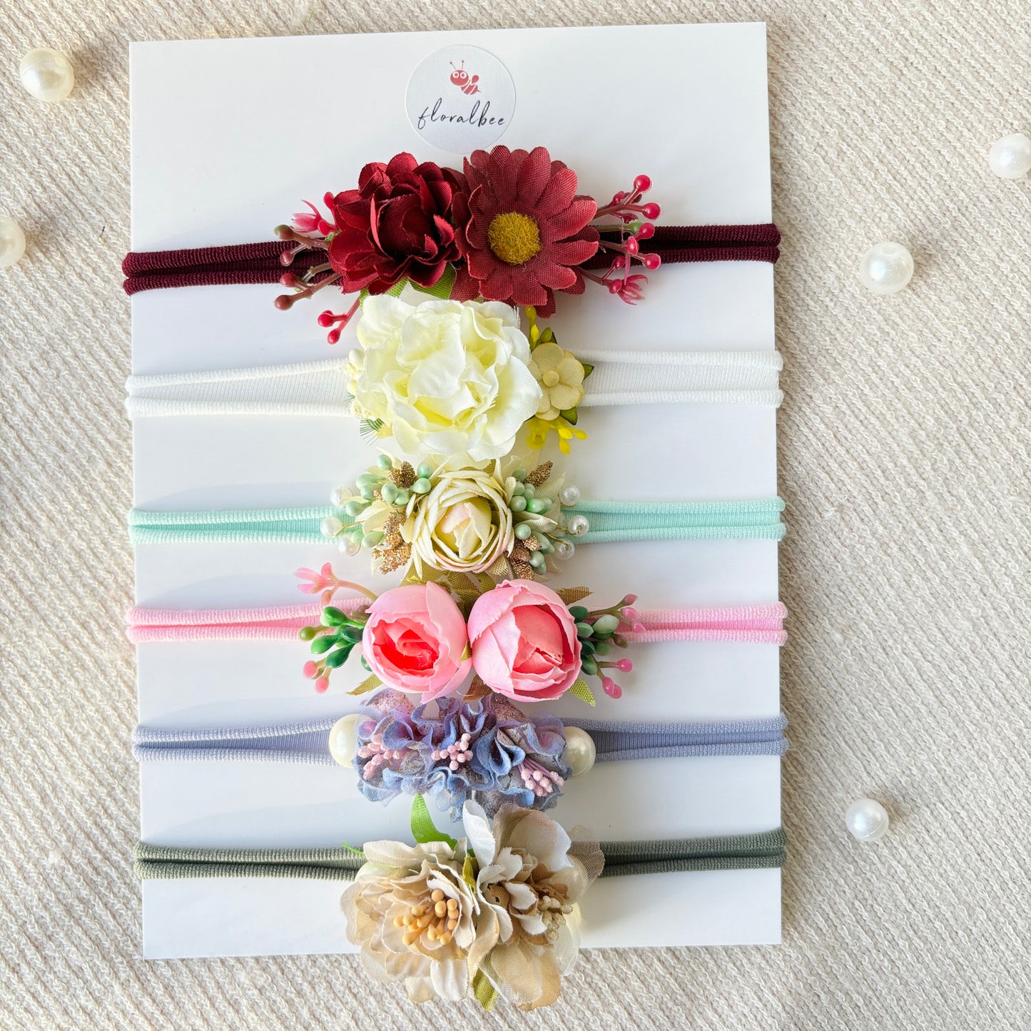Mia - Floral baby headbands combo of 6