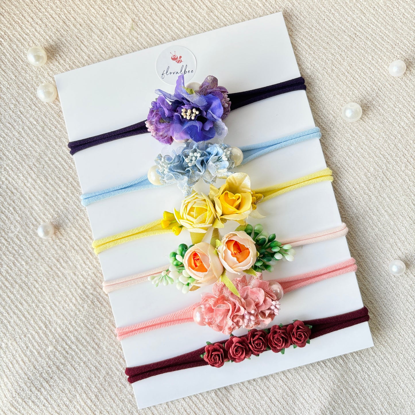 Iris - Floral baby headbands combo of 6