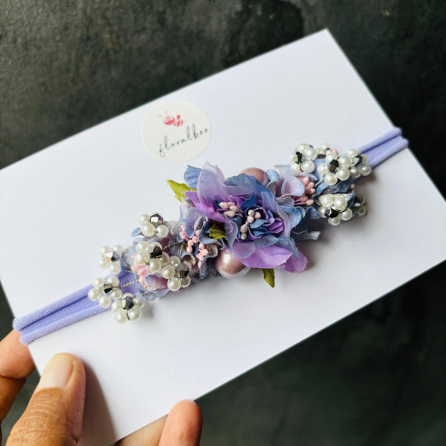 Floralbee exclusive purple floral baby headband