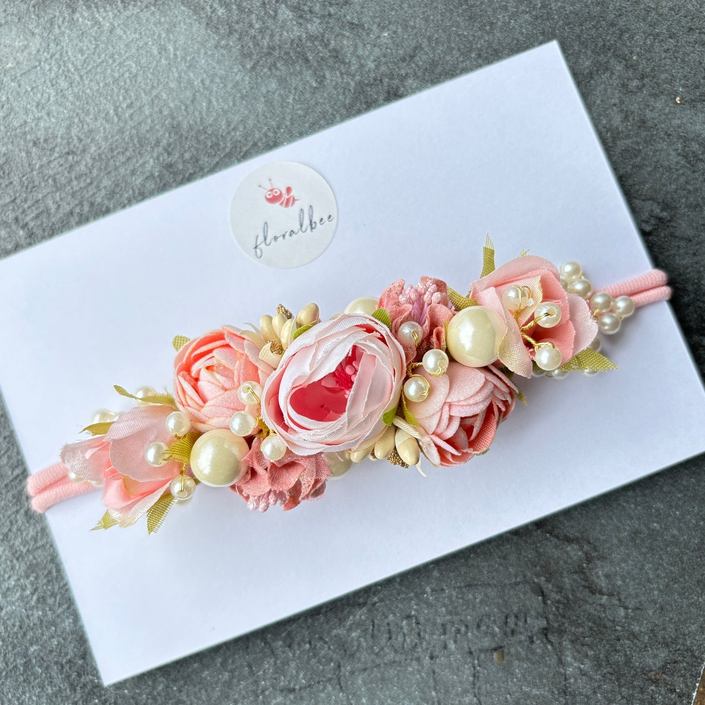Floralbee exclusive pink floral baby headband