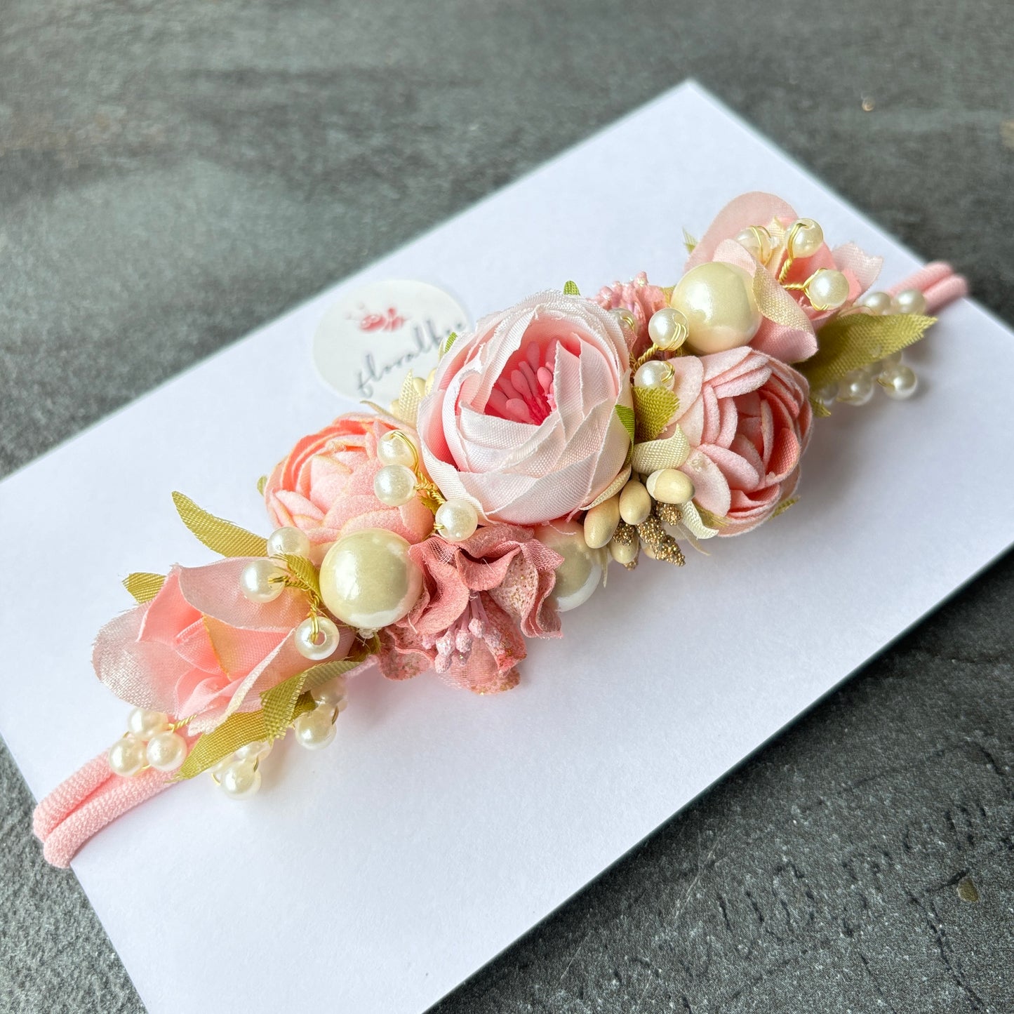Floralbee exclusive pink floral baby headband
