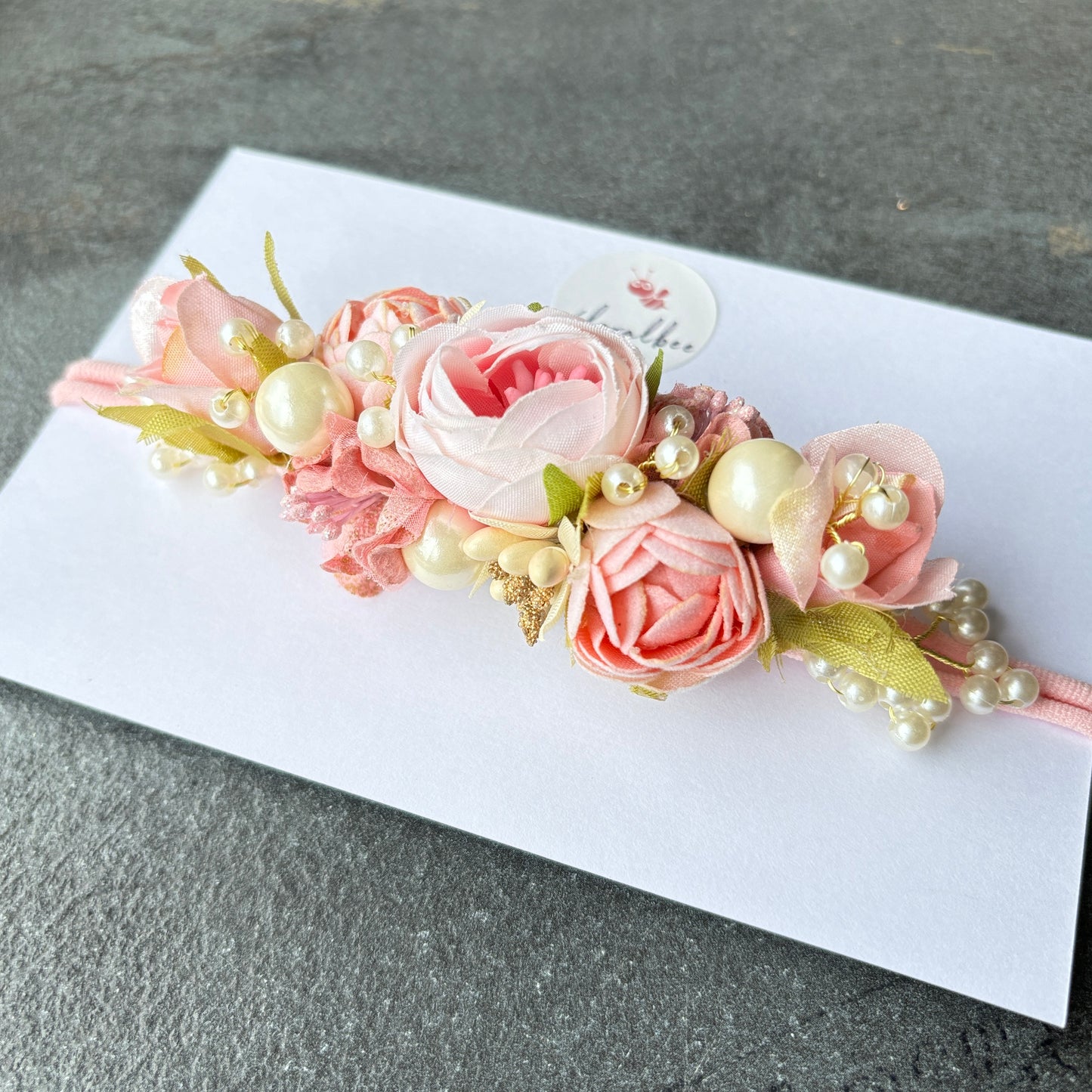 Floralbee exclusive pink floral baby headband