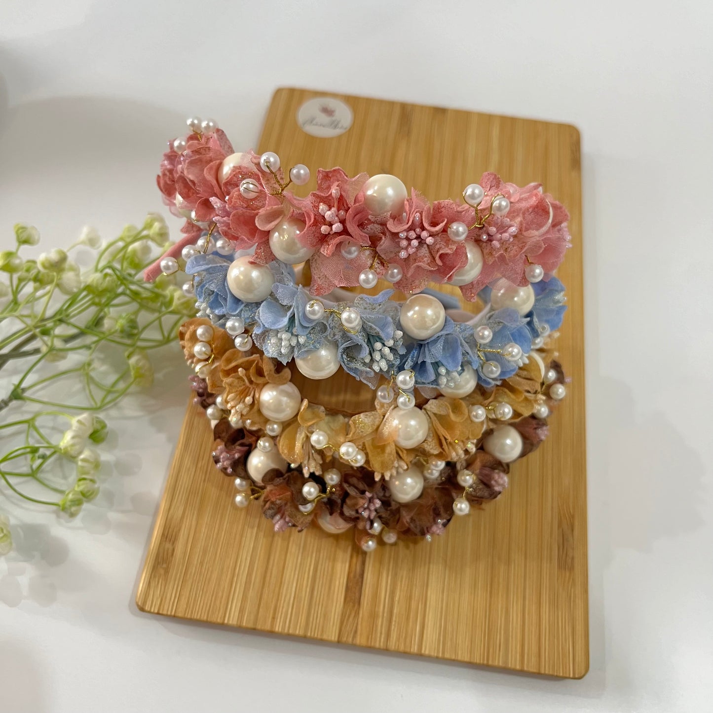 Newborn and baby tie back floral headbands