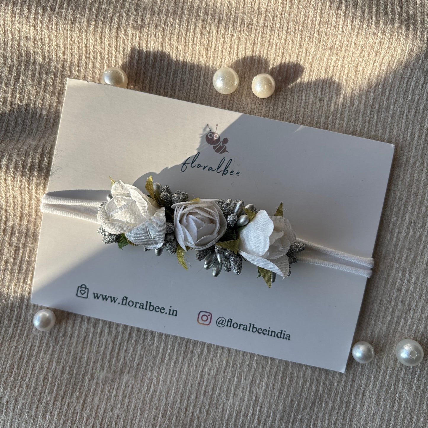 White floral baby headband