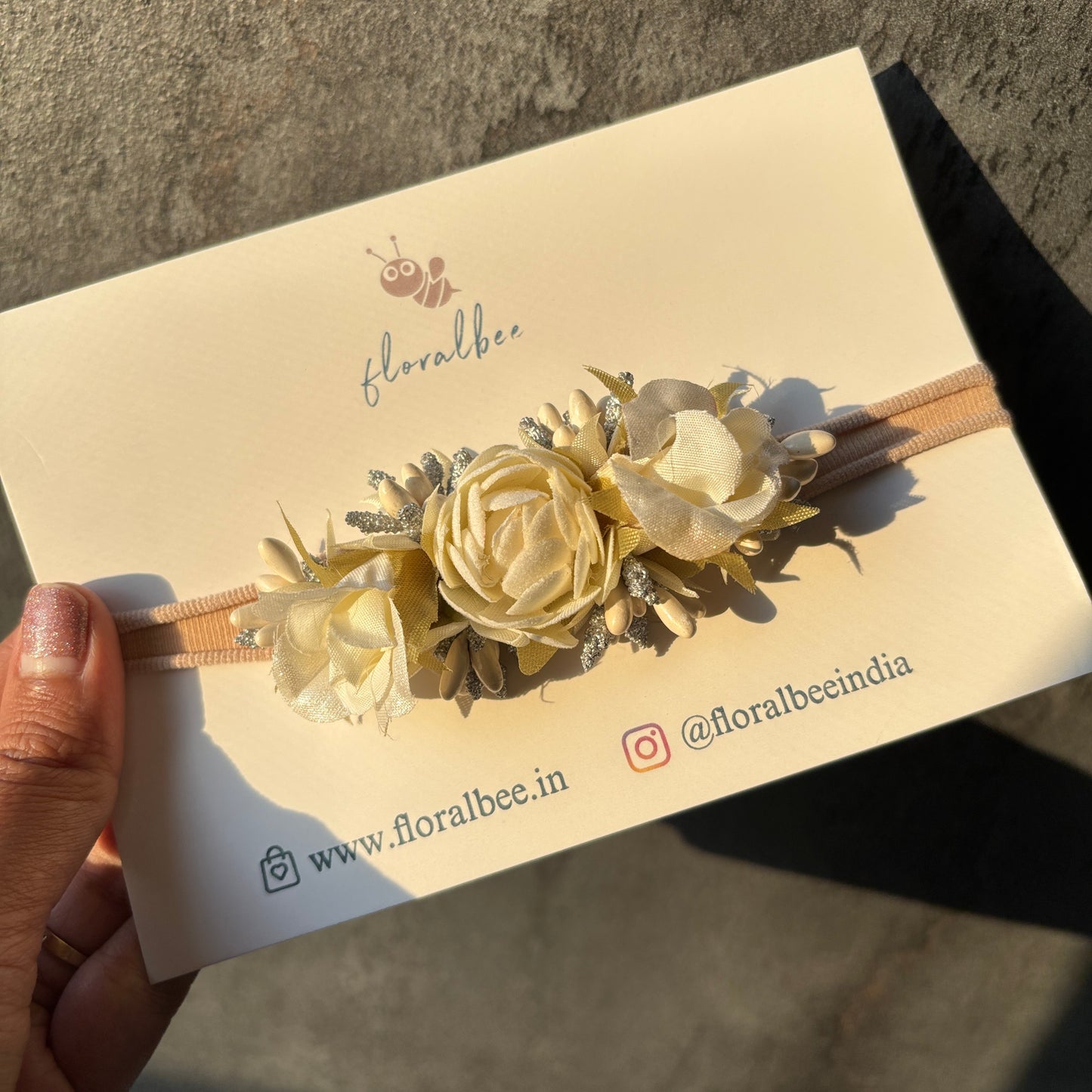 Offwhite floral baby headband