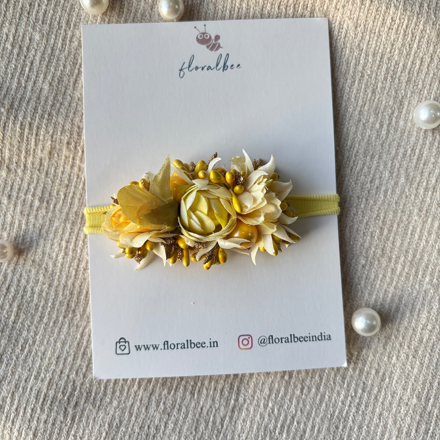 Yellow floral baby headband