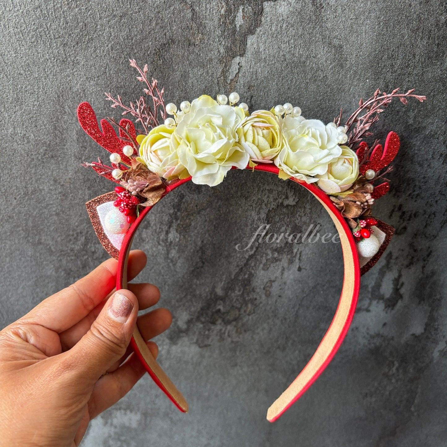 Floralbee exclusive Christmas floral alice headband