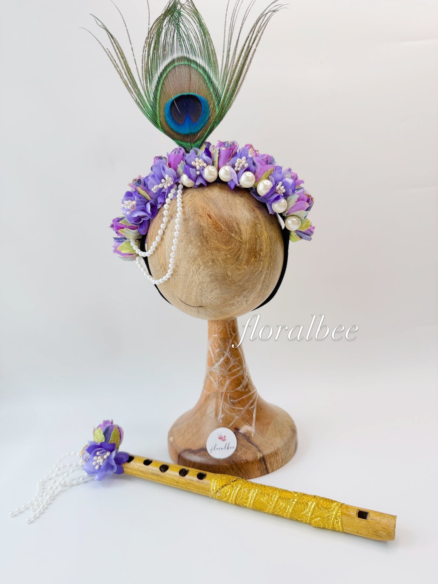 Peacock kids floral headband 7 (Shades of purple) - Janmashtami special