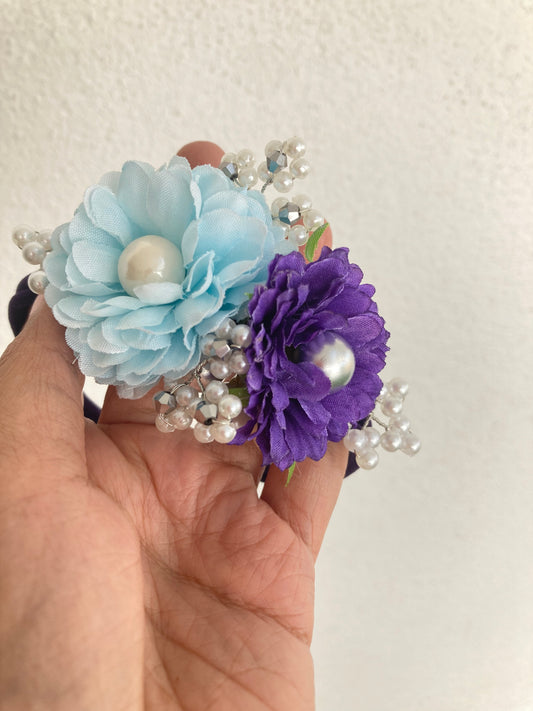 Purple and blue floral baby headband