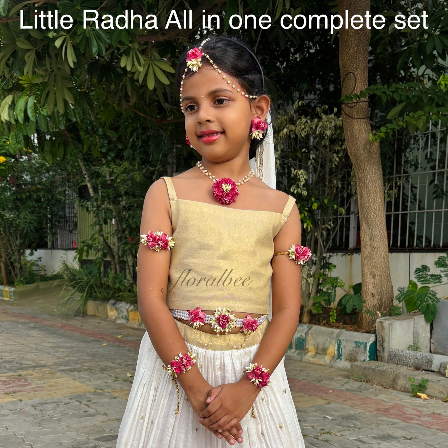 Magenta: Little Radha Accessories set- Janmashtami special