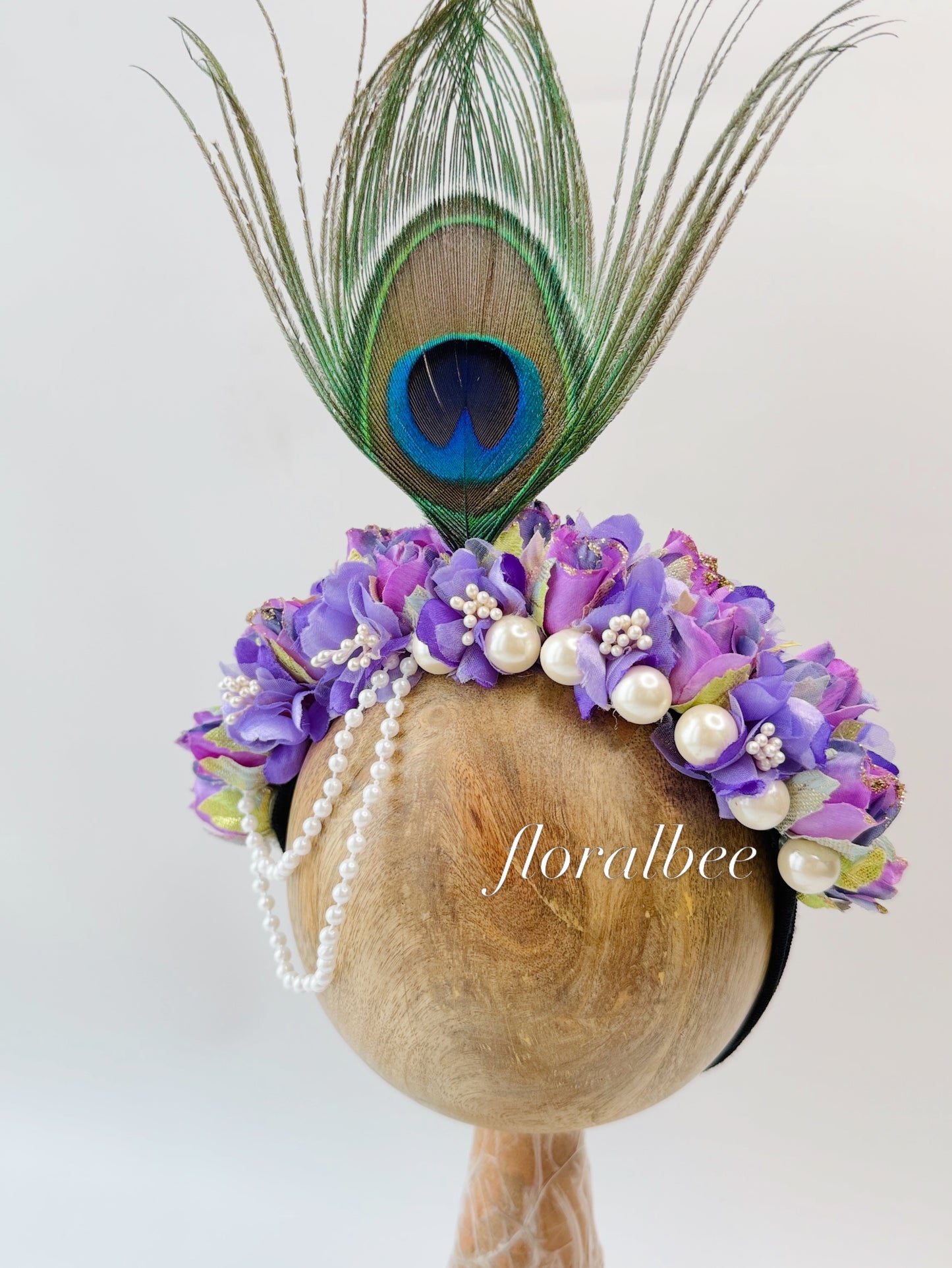 Peacock kids floral headband 7 (Shades of purple) - Janmashtami special