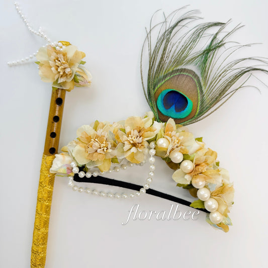 Peacock kids floral headband 8- Janmashtami special