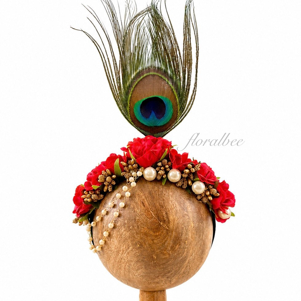 Peacock kids floral headband 16- Janmashtami special