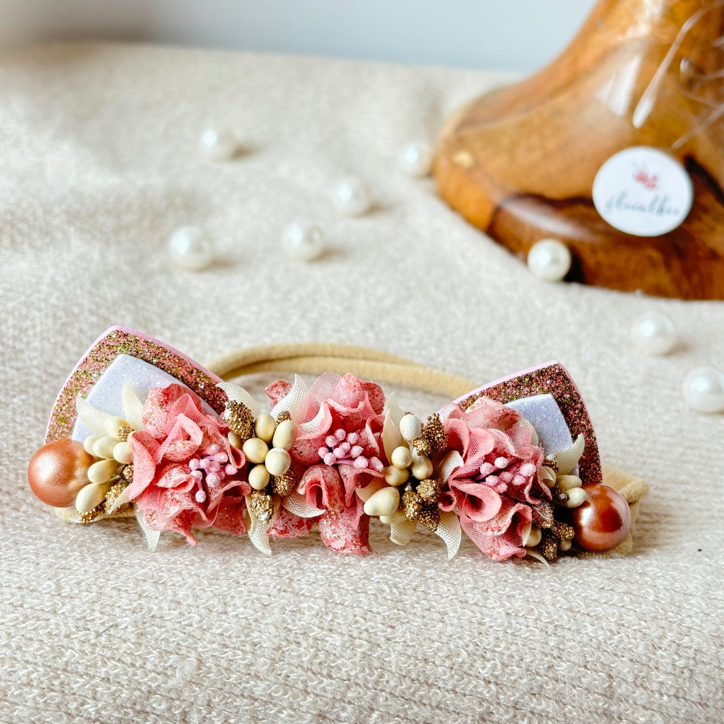 Fox ears baby headband - Pinky