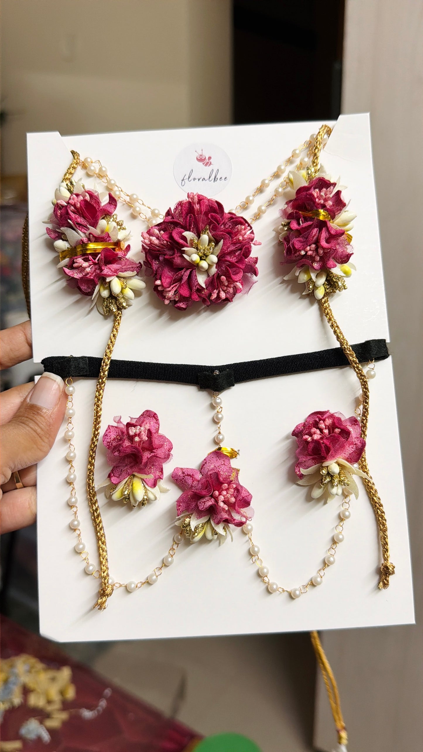 Magenta Baby Radha Accessories Set with soft headband - Janmashtami special