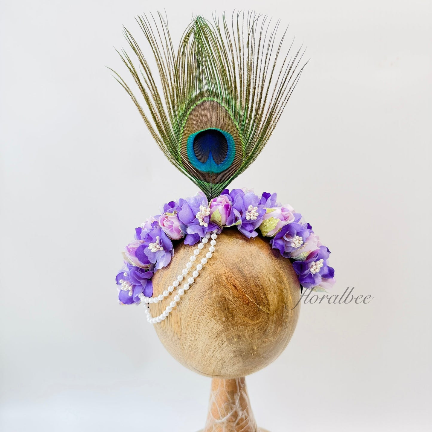 Peacock baby headband 15 (violets) - Janmashtami special