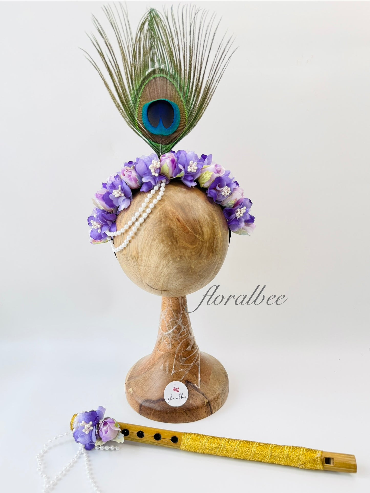 Peacock baby headband 15 (violets) - Janmashtami special
